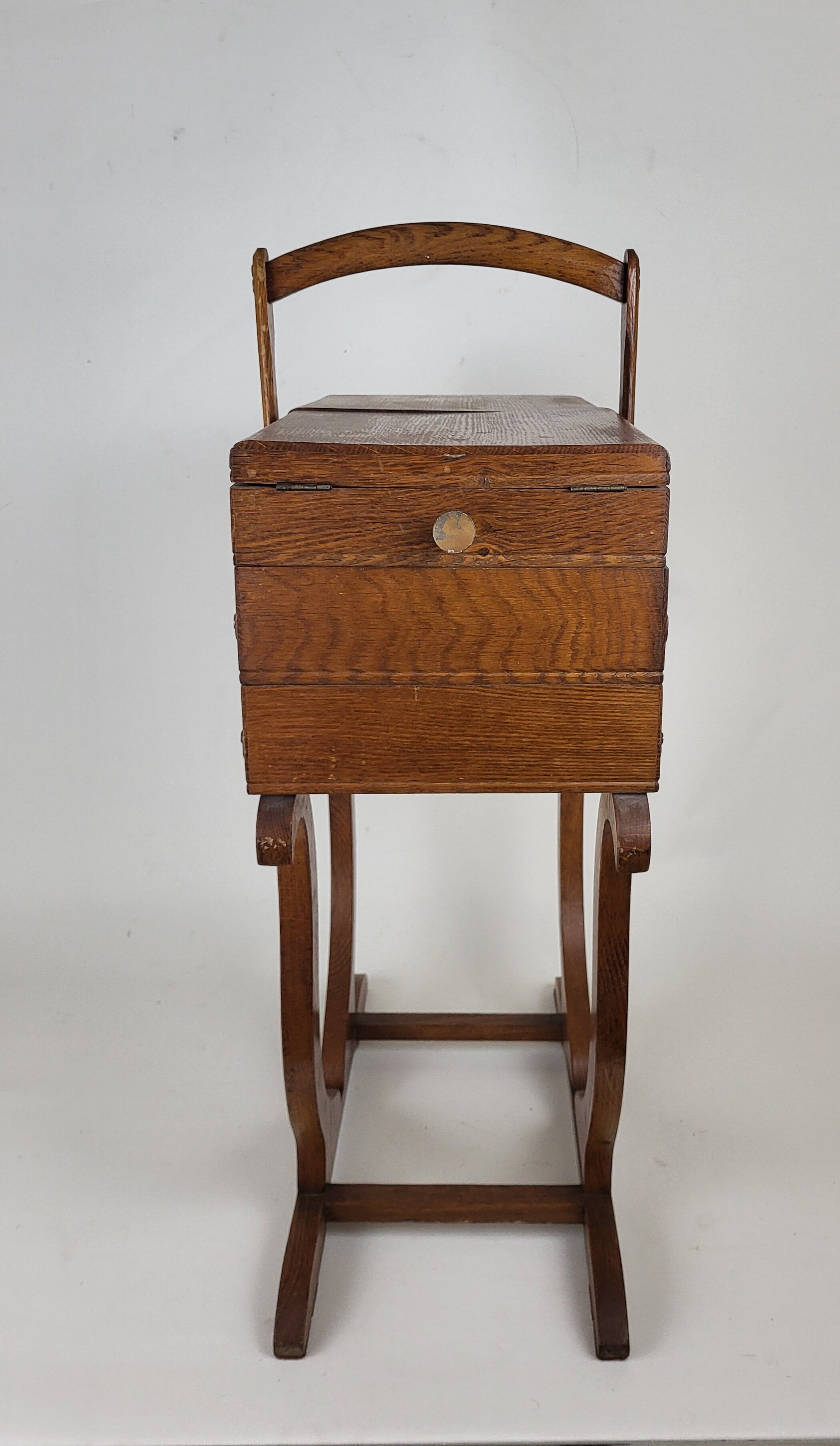 Worker on vintage wooden legs