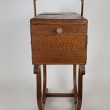 Worker on vintage wooden legs