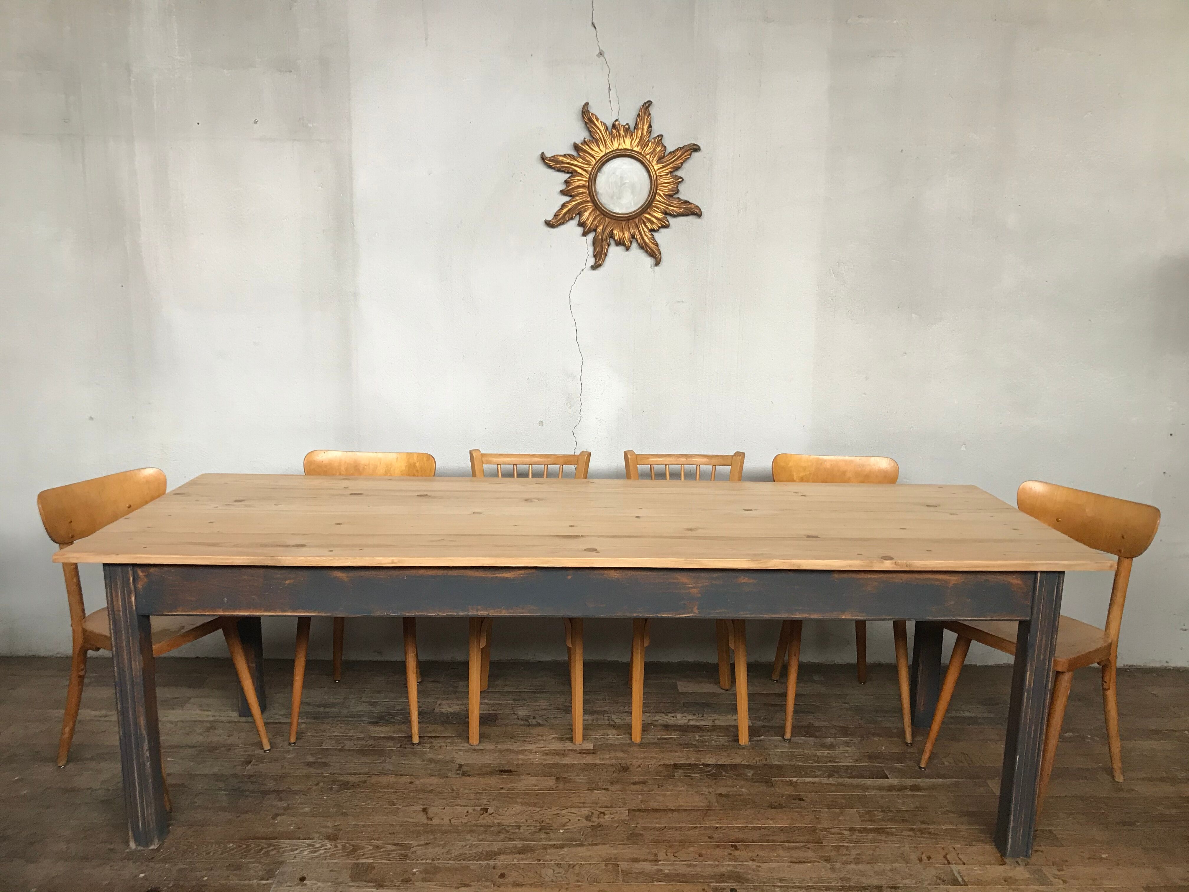 Farm table, early 20th fir bistro countryside