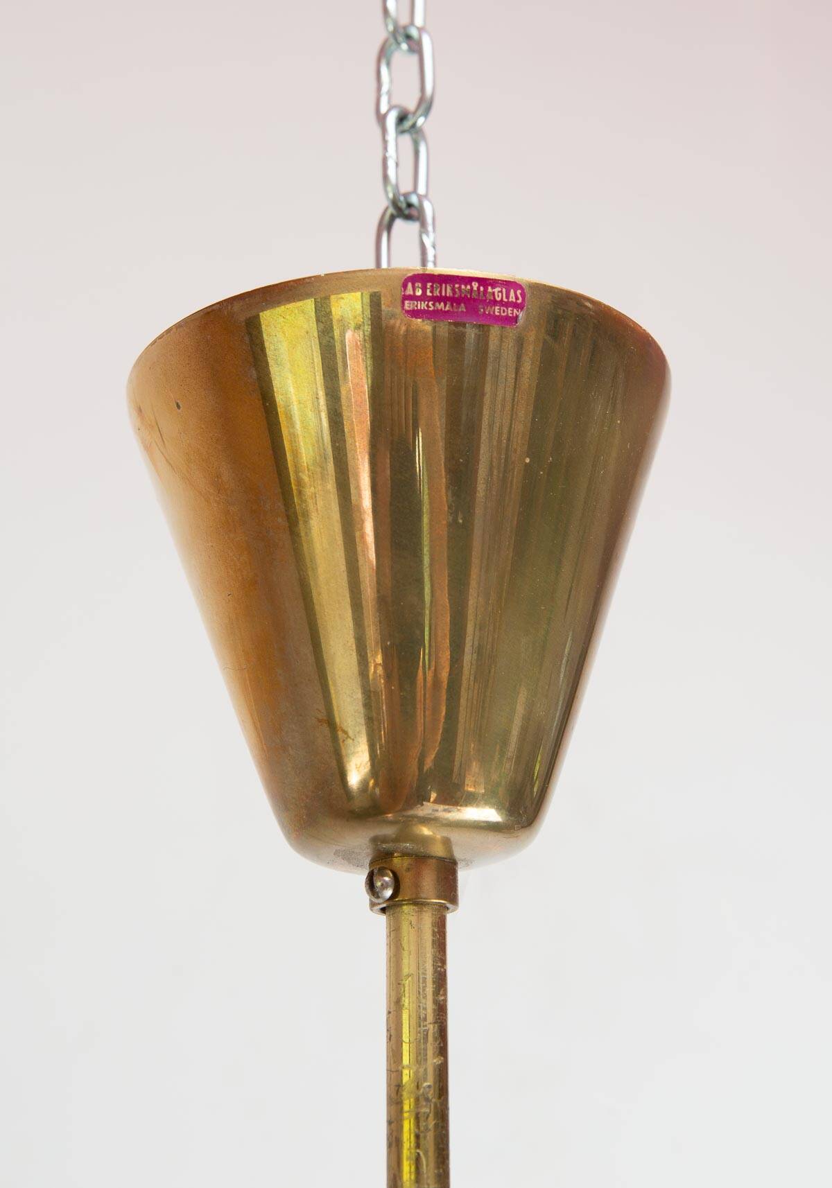 Swedish mid-century chandelier in teak with 12 tulips Eriksmalaglass (38 cm)