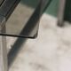 End table, chrome metal and smoked glass coffee table