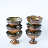 Ensemble de 6 coupes en grès vernissé, fabrication artisanale, 1970