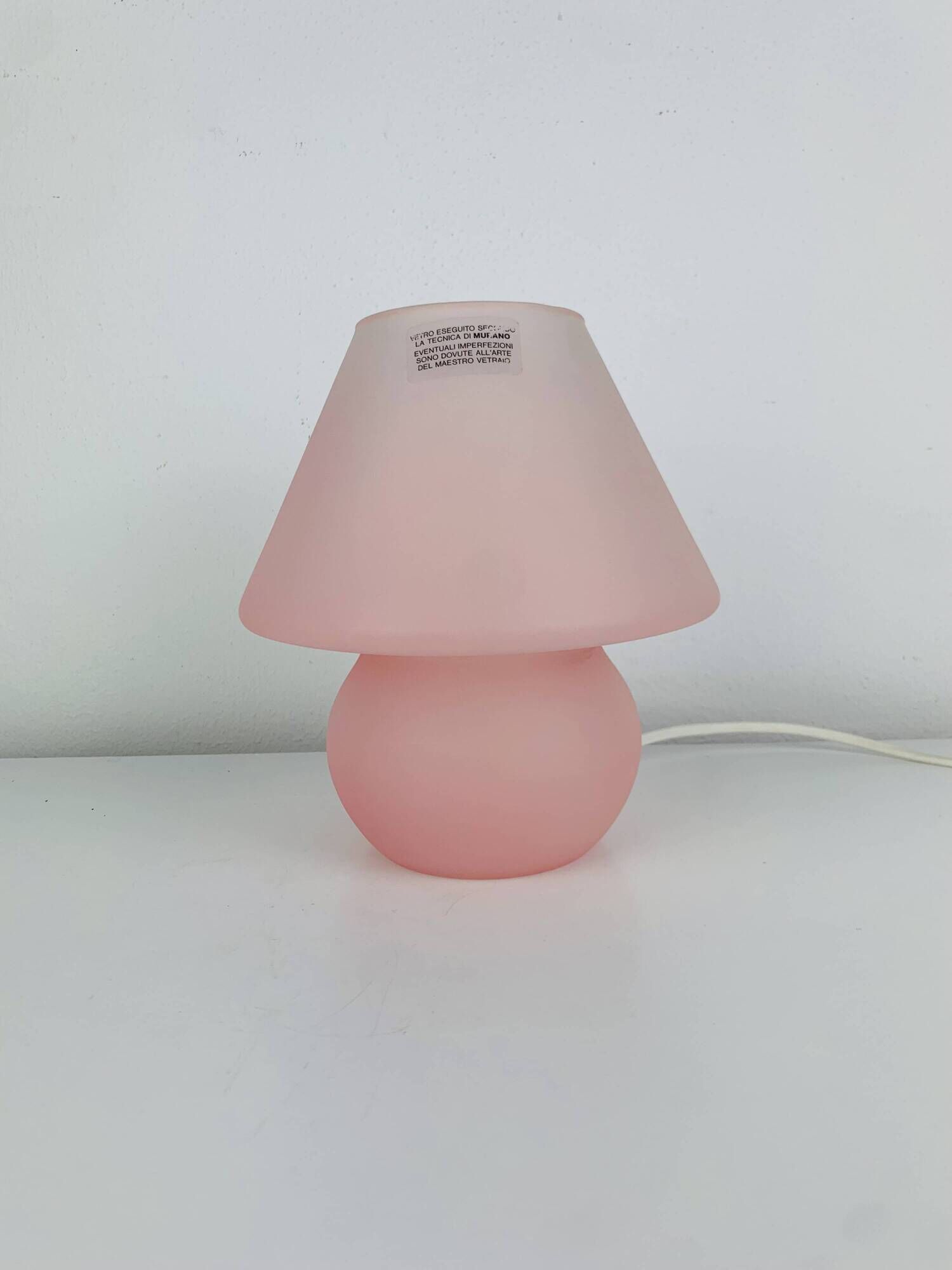Mushroom lamp in pink Murano glass, vintage