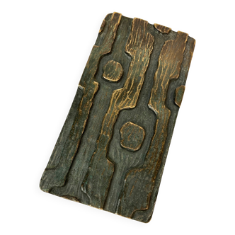 poignée de porte d'entrée en bronze massif brutaliste abstrait du milieu du siècle