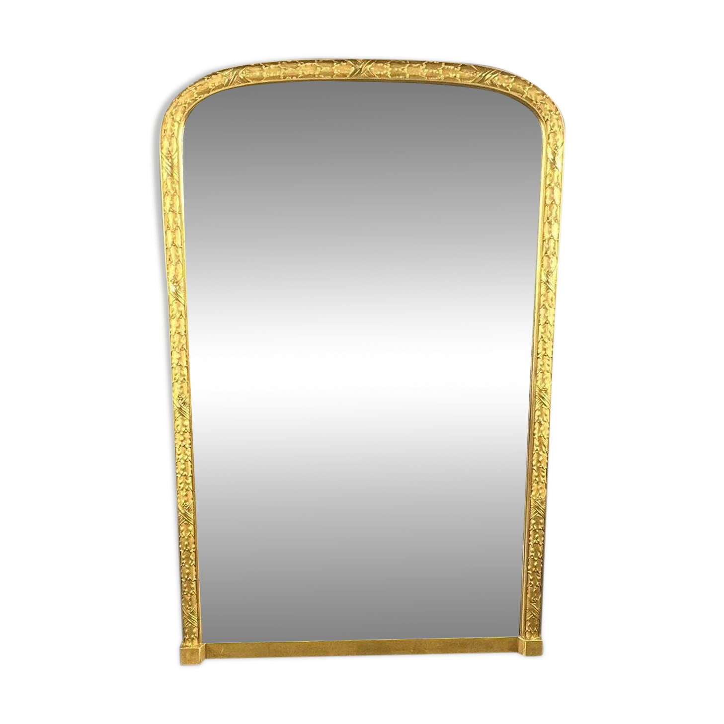 Grand Miroir En Bois Doré à Fronton Arrondi, Fin XIXe