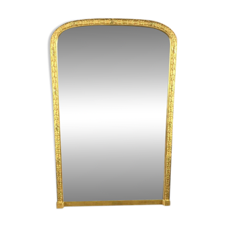 Large Gilded Wooden Mirror with Rounded Fronton, Late 19th Century