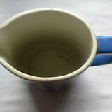 Blue and white ceramic milk pitcher by Sarreguemines model Fox Trott