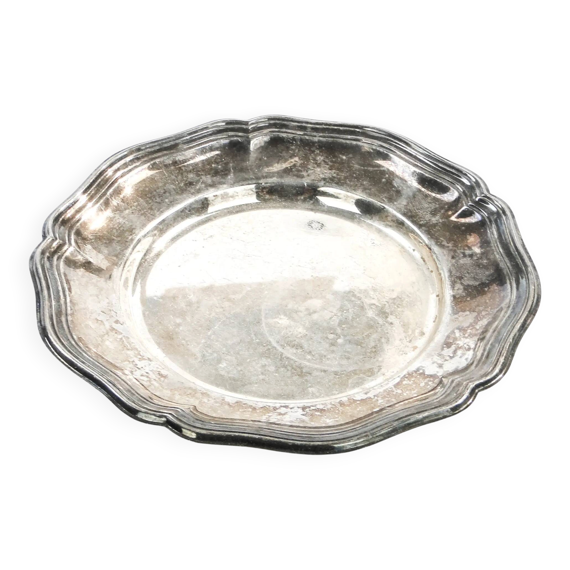 Art Nouveau platter, silver-plated brass, Sweden, 1920s