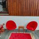 pair of vintage armchairs (red fur)