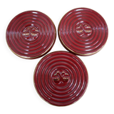 3 small vintage burgundy duck coasters or glasses with gold edging