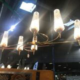 Vintage chandelier in glass and brass 1970