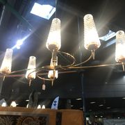 Vintage chandelier in glass and brass 1970