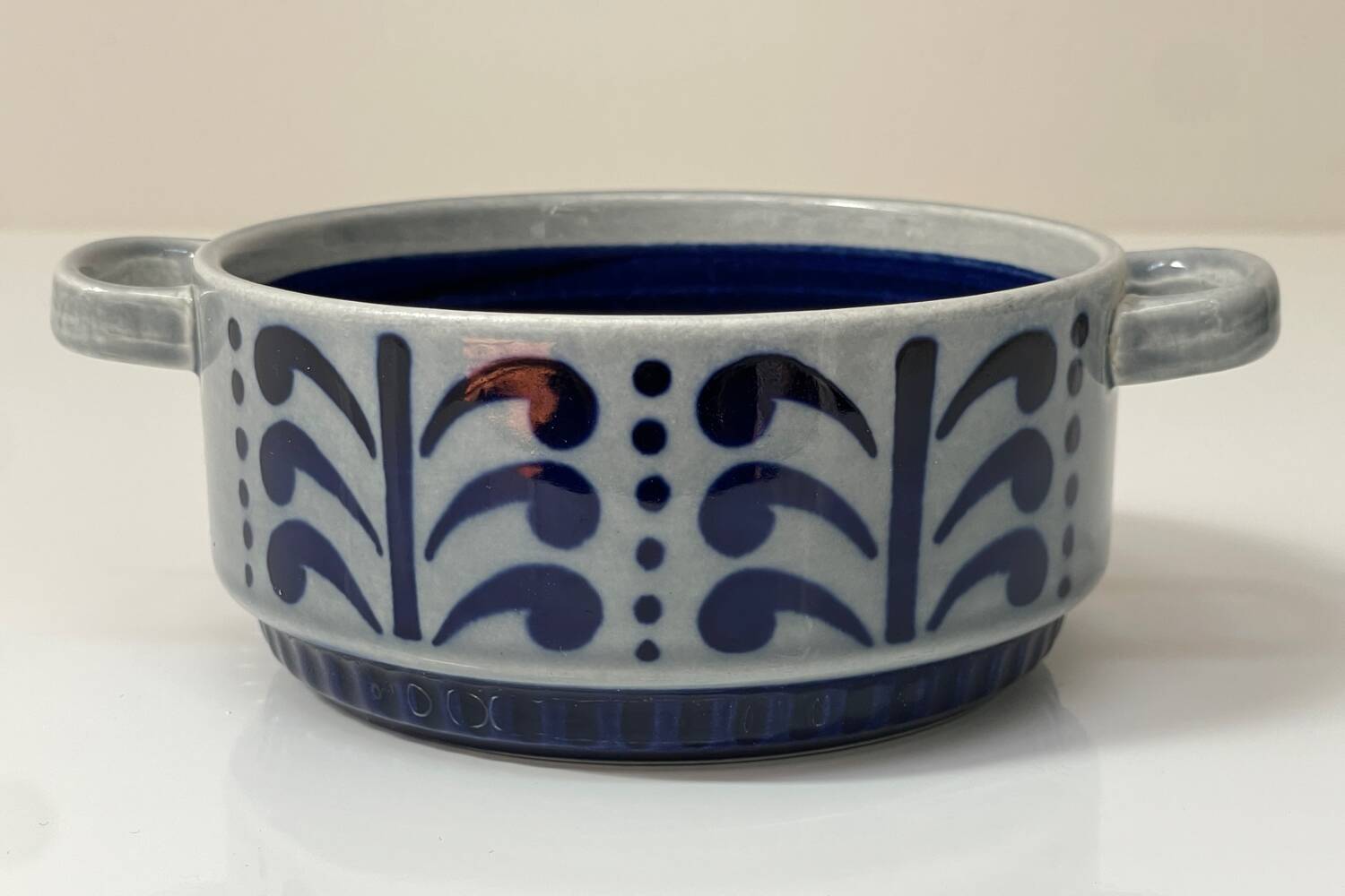 Small ear bowl Boch vintage blue and grey