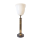 Neo-classical bronze lamp, opaline vasque, 1950