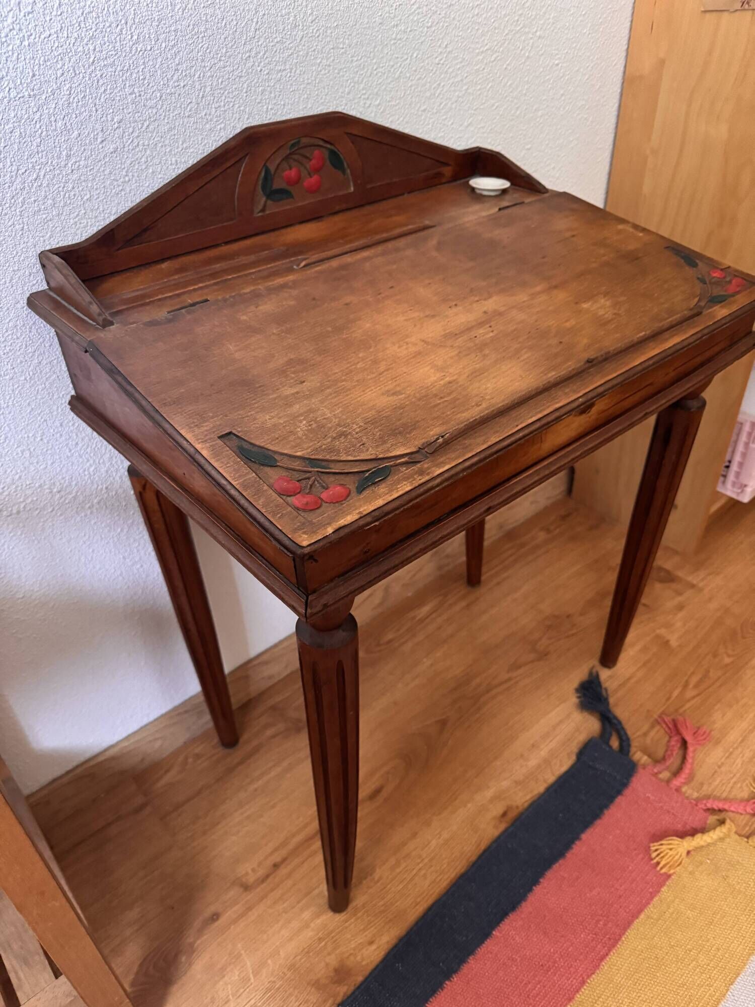 Vintage wooden children's secretary desk – cherry decor