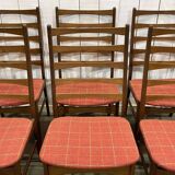 Set of 6 Danish teak chairs with fabric seats - 1960s