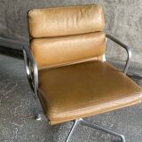EA 208 camel leather armchair by Charles Eames for Herman miller