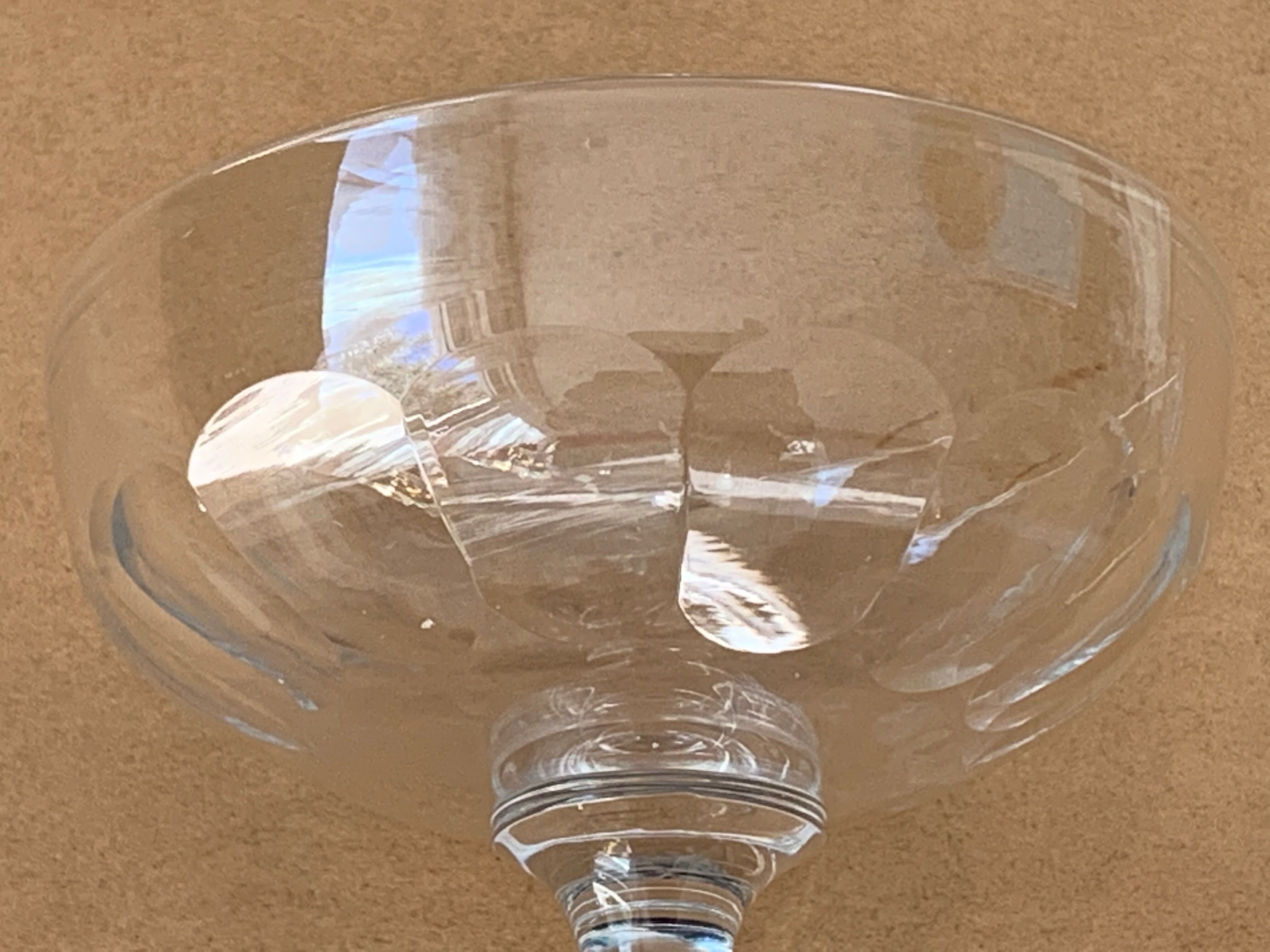 Pair of old crystal champagne glasses