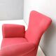 Wingback Red Cotton Armchair with Brass Feet, Italy