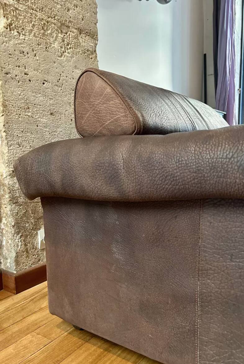 Paire de fauteuils Erasmo vintage, cuir marron, Scarpa pour BB Italia.