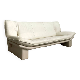 Nicoletti Salotti Postmodern Italian Ivory White Leather or Leatherette Sofa