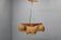 1970s Czechoslovakian rattan & pine pendant light, three-shade chandelier