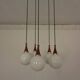 Danish Glass and Rosewood Cascade Ceiling Lamp, 1960s