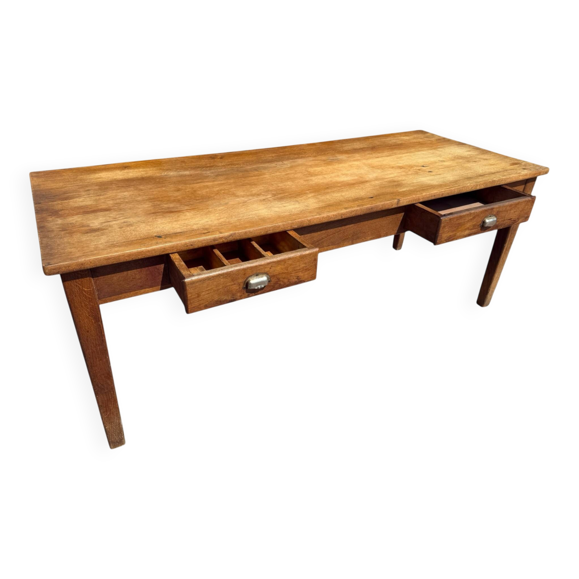 Farm table in Oak 1900 France 2 drawers