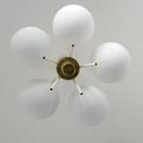 Mid-century modern vintage chandelier MCM Sputnik white hanging lamp 1970's