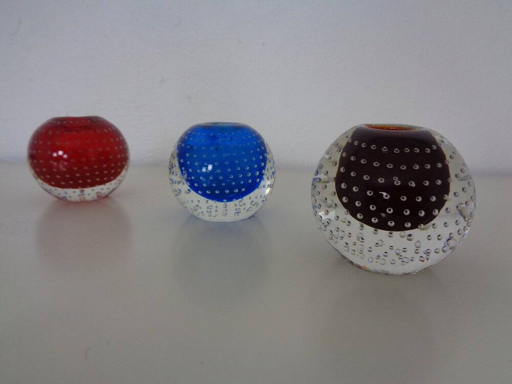 Italian candleholders in Murano glass, 1950s, set of 3.