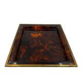 Hollywood regency brass and tortoiseshell lucite tray, Italy 1970s