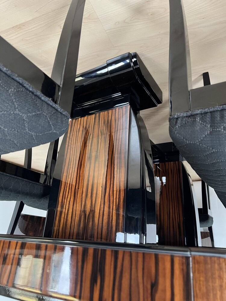 French Art Deco Expandable Dining Room Set, 1930, Set of 9