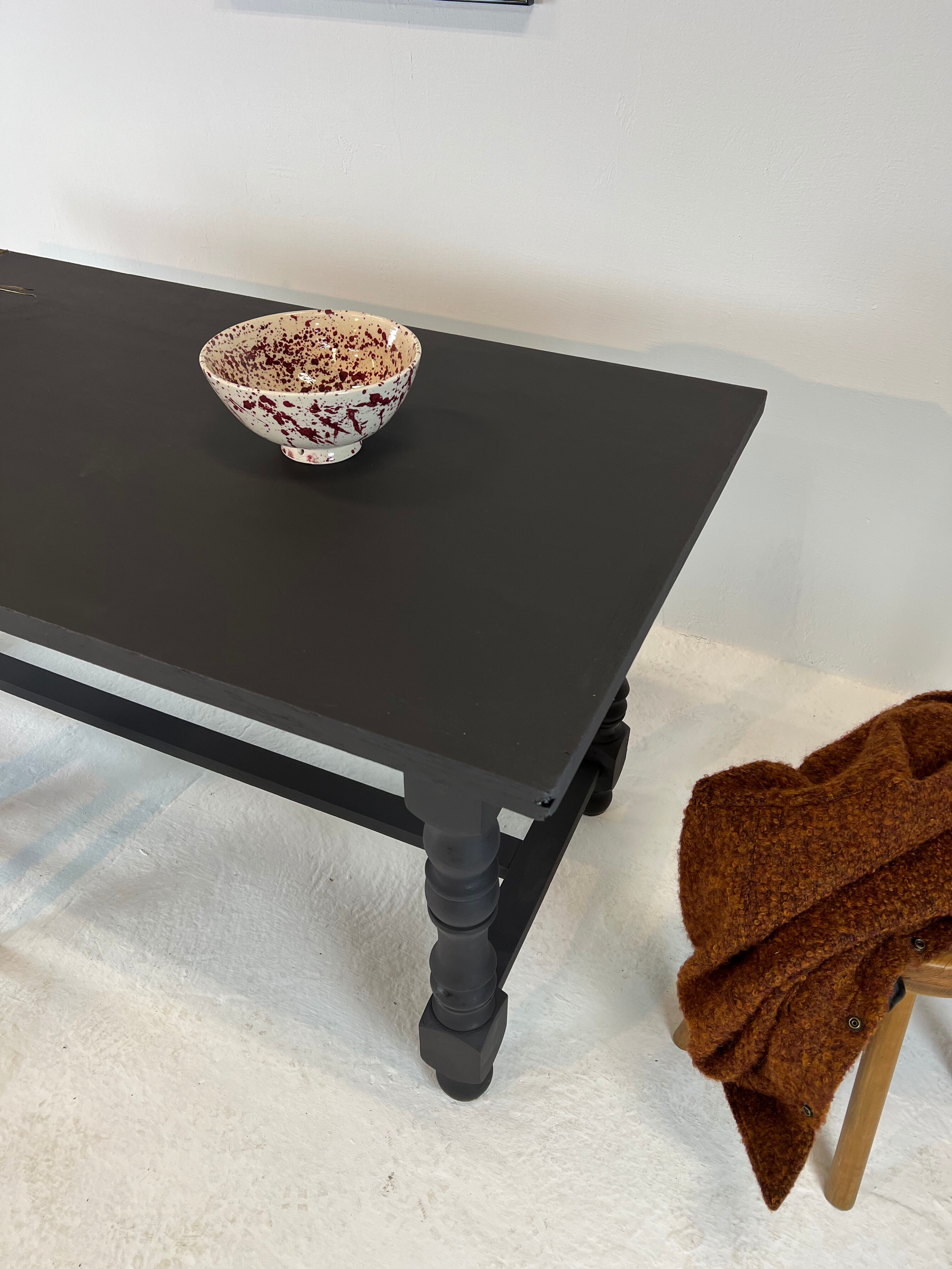Matte black farmhouse table