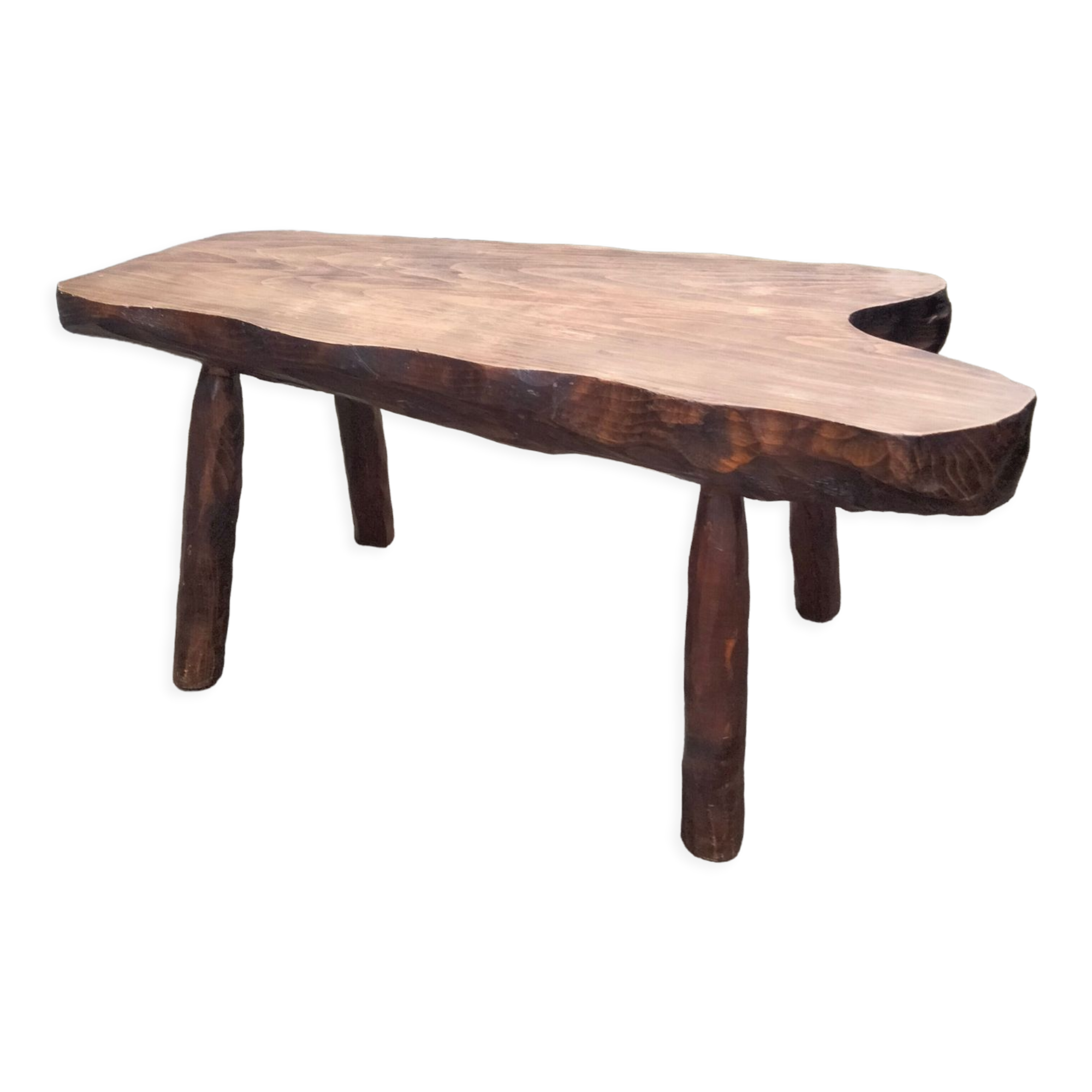 Old wooden side table vintage tree trunk décor