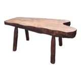 Old wooden side table vintage tree trunk décor