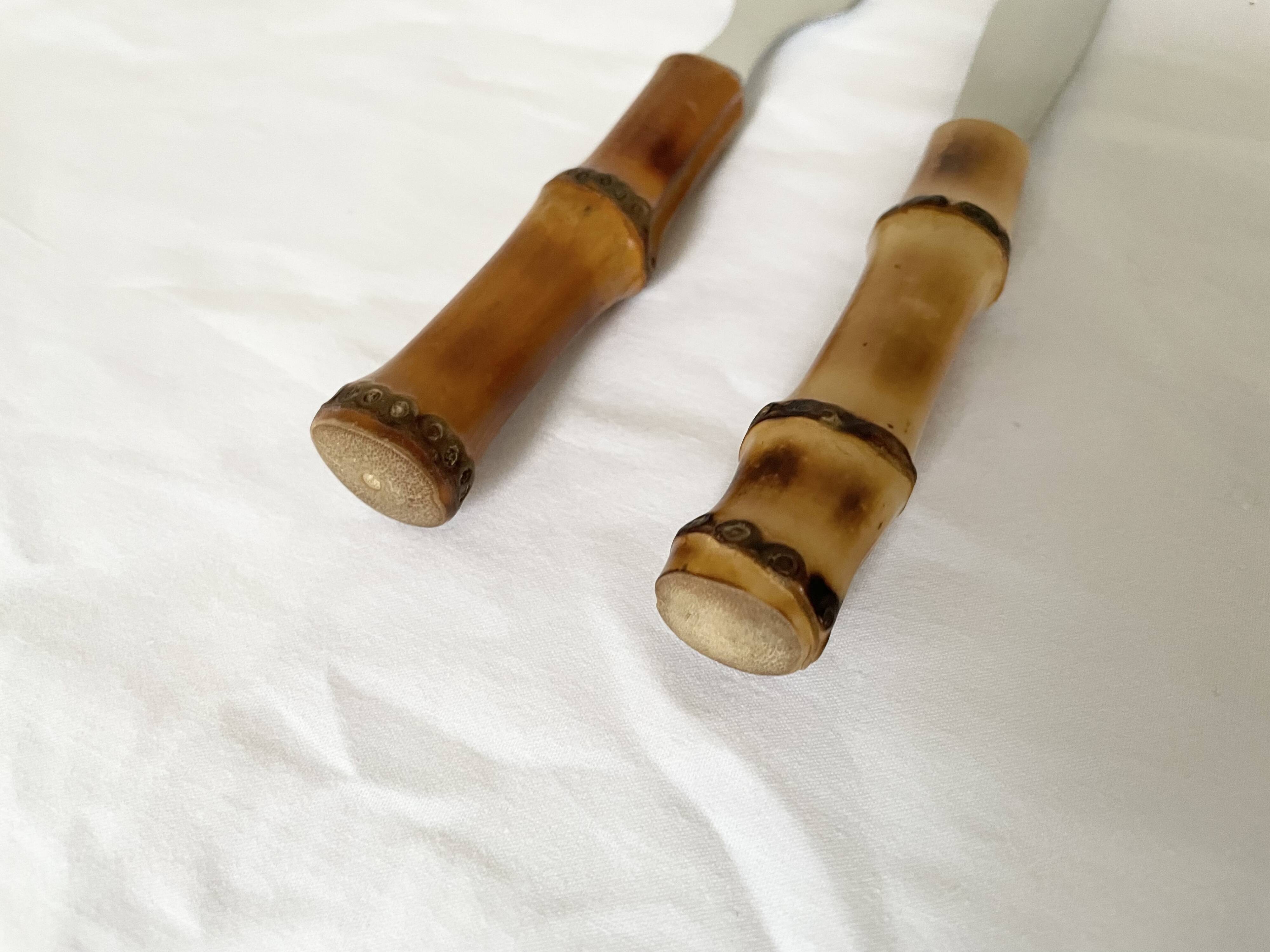 Bamboo handle cheese knives.