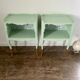 Pair of wooden bedside tables restyled green celadon