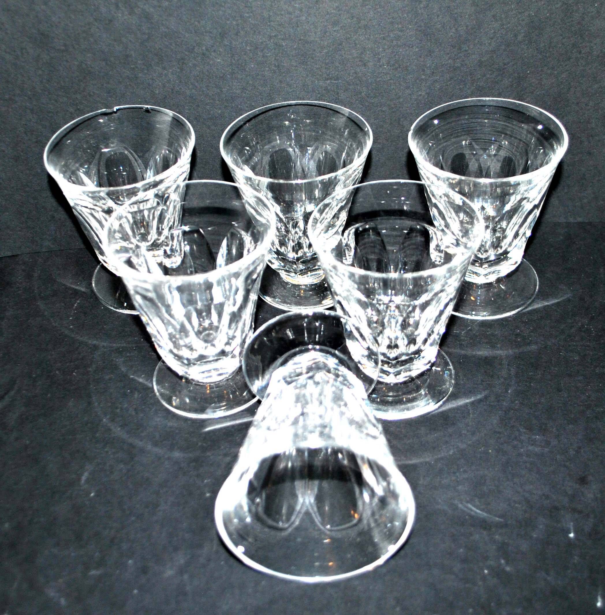 Lot 6 wine glasses cut crystal goblet with flat side Saint-Louis Béarn? Near Talleyrand 7.5