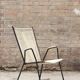 Wrought iron armchair, brass & scoubidou, France 1950s