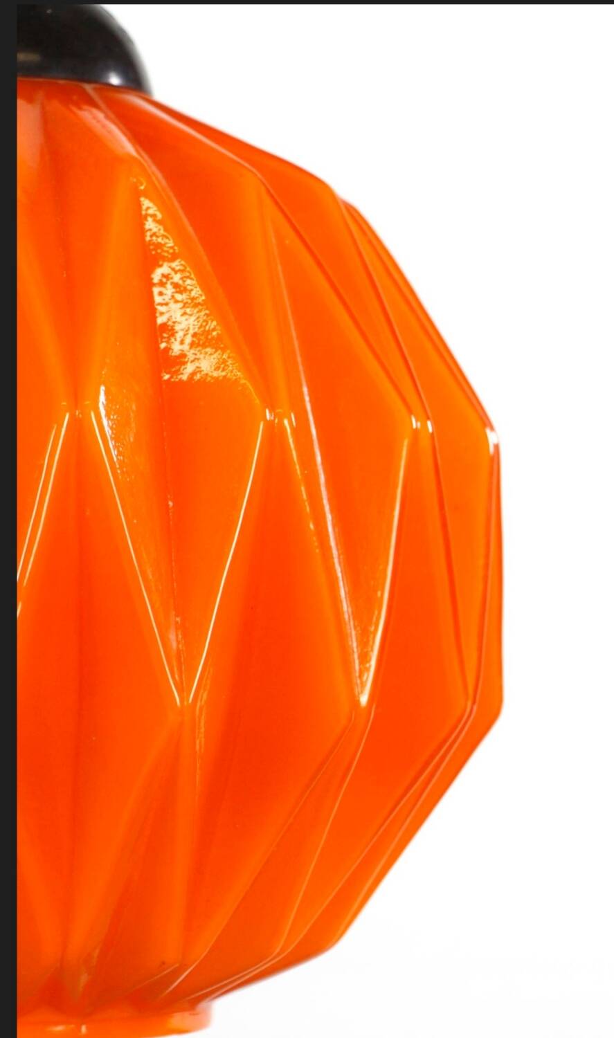 1960s design pendant/chandelier in geometric orange opaline glass.