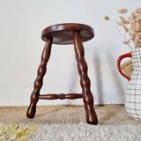 Antique wooden tripod stool - turned leg side table