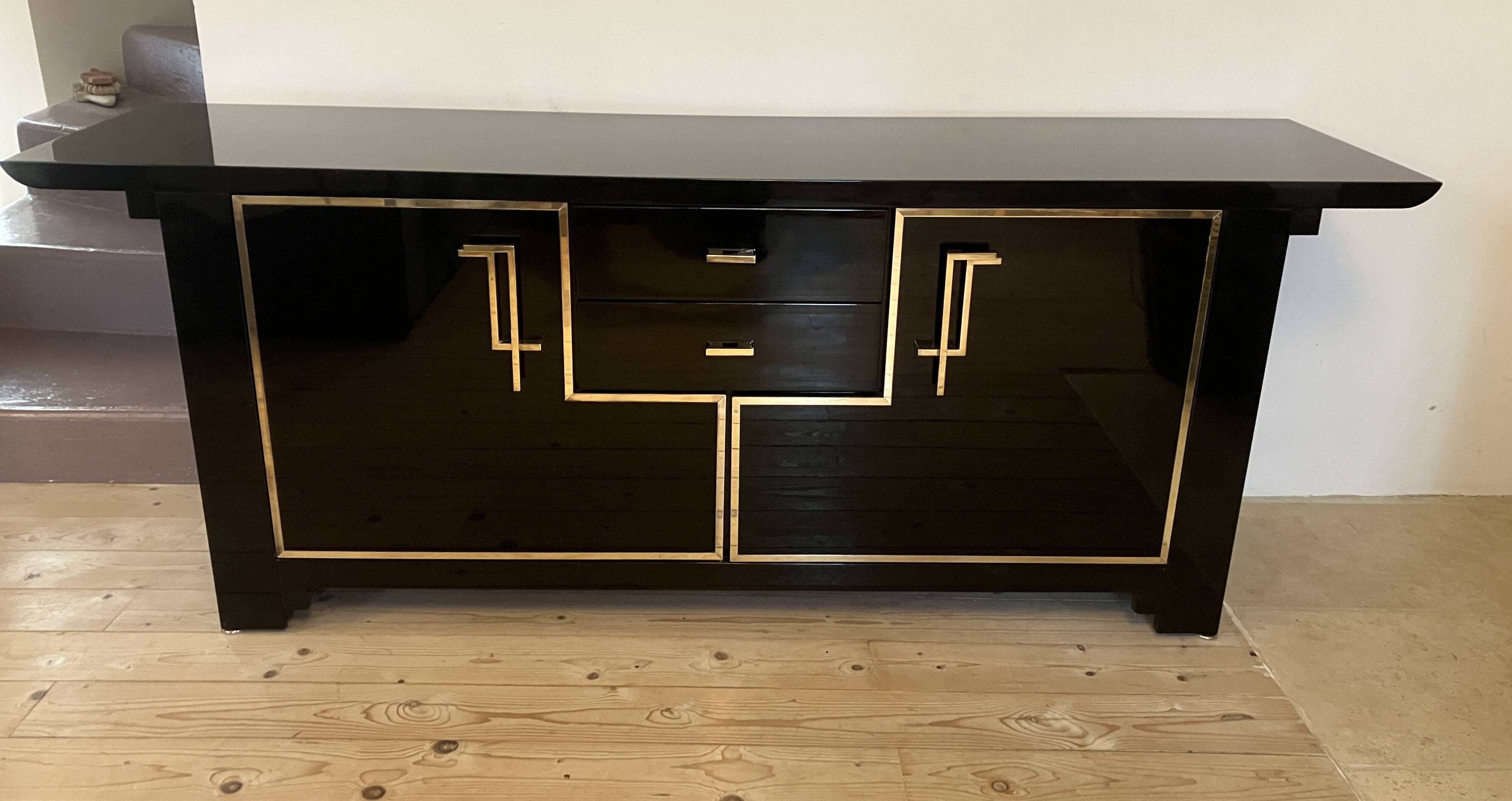 1970s black lacquer sideboard