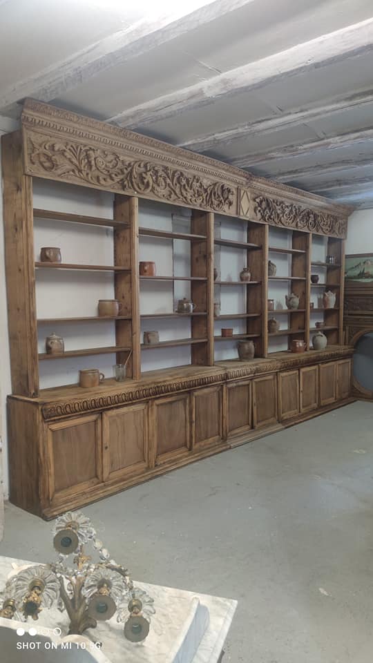 Large natural wood bookcase late nineteenth