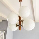 Chandelier 6 bulbs Temde Leuchten 1970s