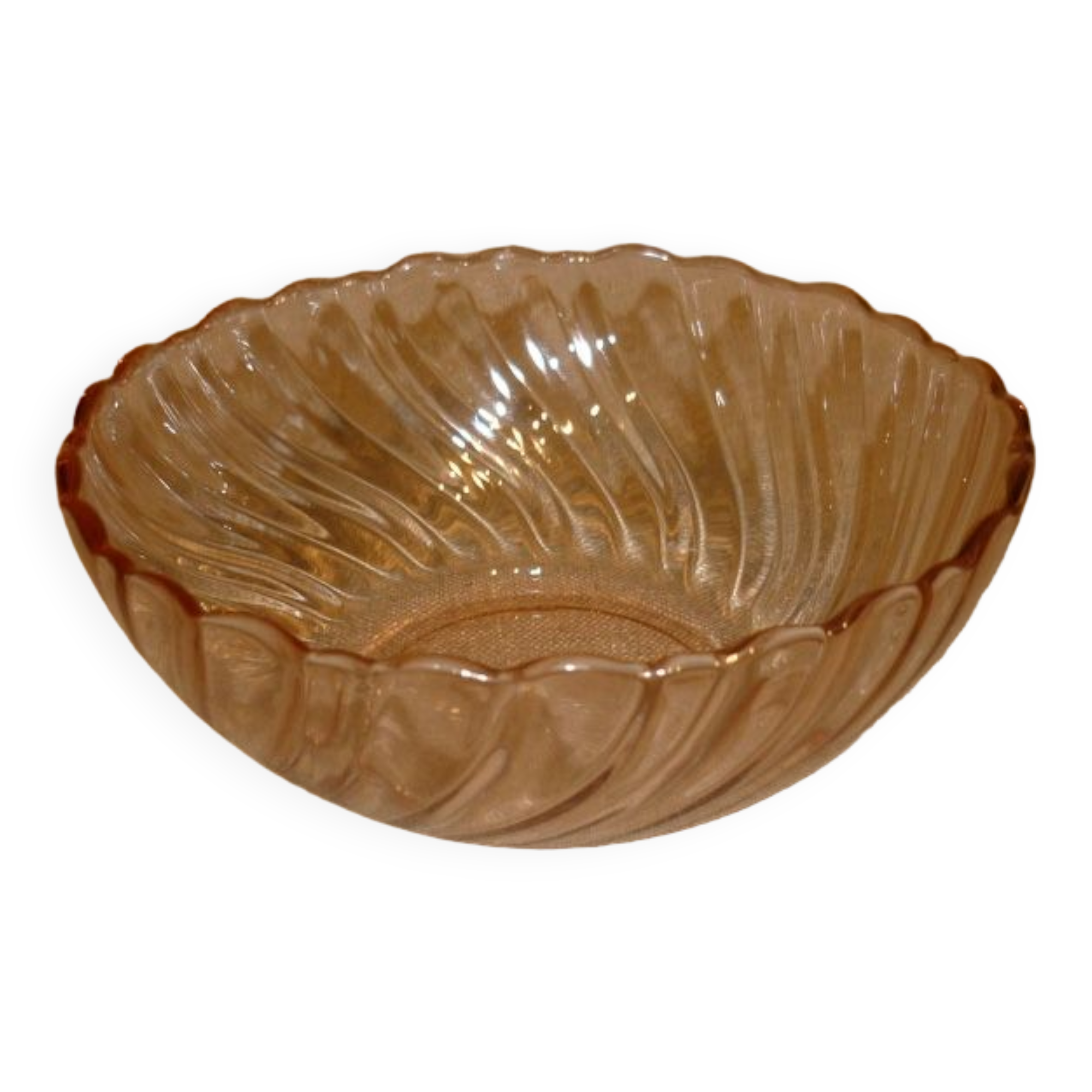 Ridged pink glass cup