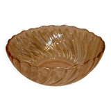 Ridged pink glass cup