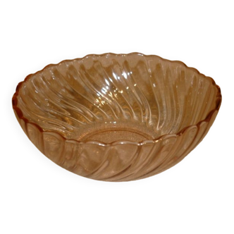 Ridged pink glass cup
