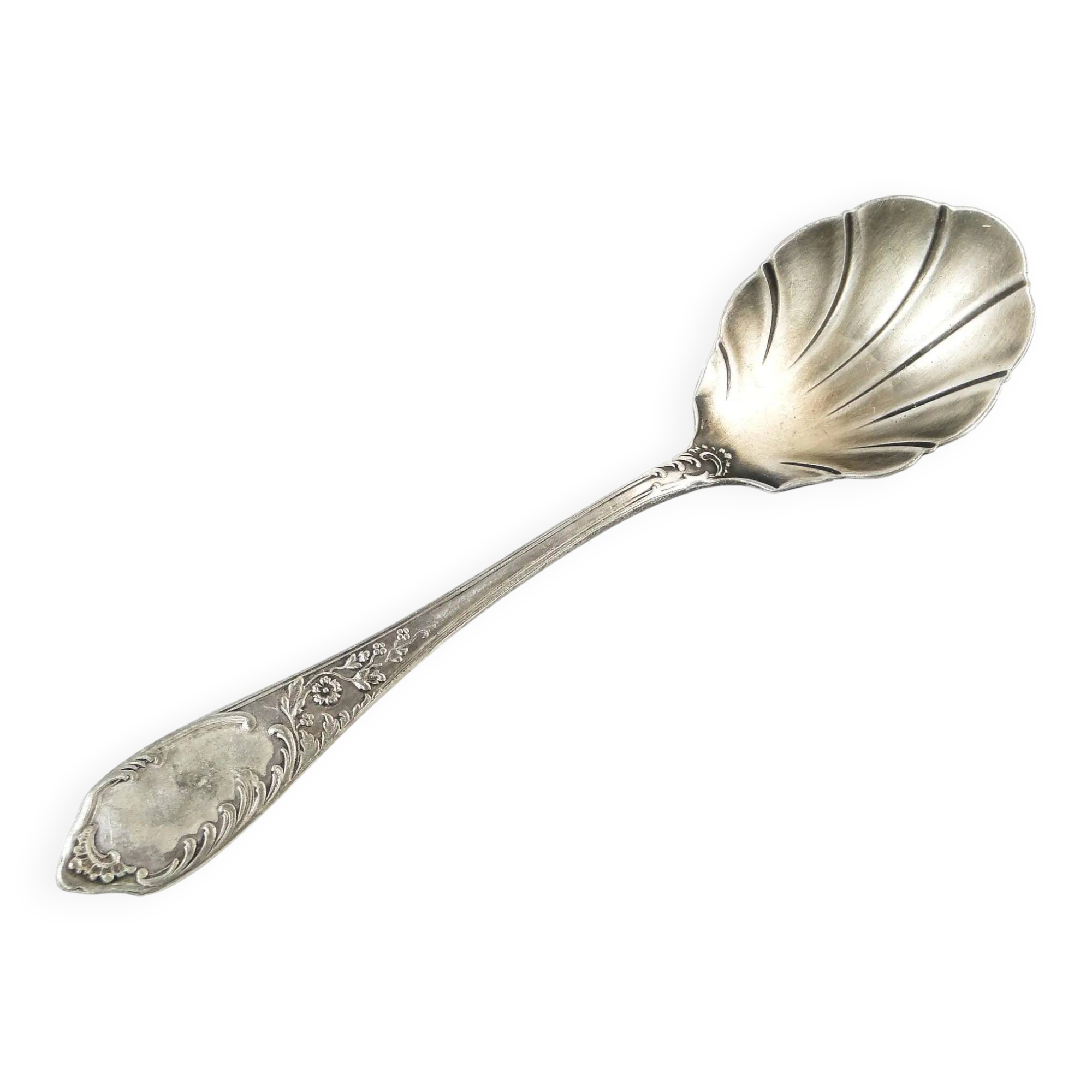 Art Deco sugar spoon, silver-plated brass, Poland, 1930s