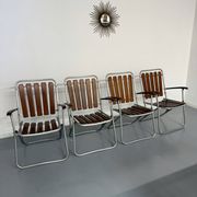 Vintage folding garden set table 4 chairs wood and metal 1960