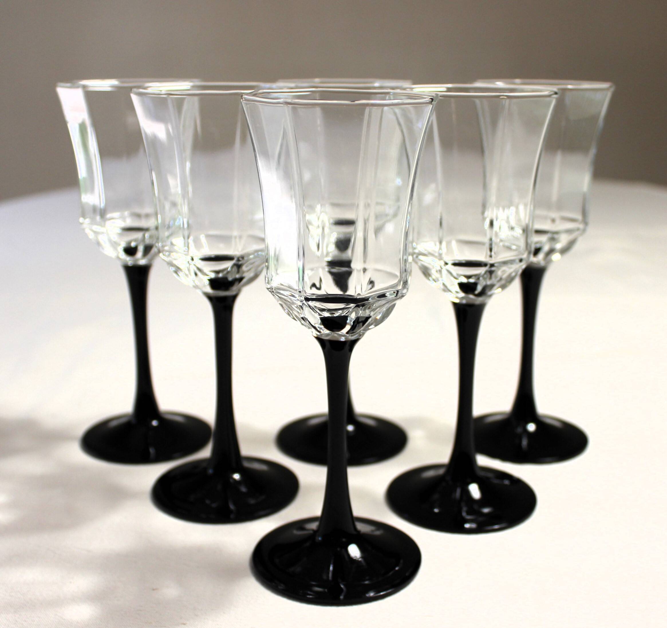 6 Luminarc "Octime" black wine glasses